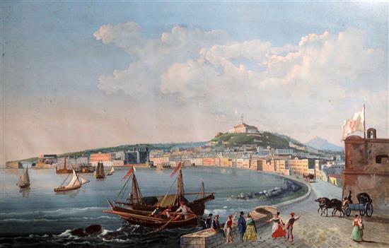 Attributed to Salvatore Candido (act.1823-1869) View of Naples, 16.5 x 24.5in.